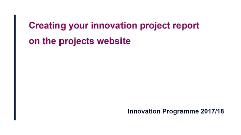 Thumbnail for entry How to create your innovation report