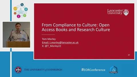 Thumbnail for From compliance to culture: How can we address the barriers that are preventing a culture of Open Research in relation to Open Monographs? - Tom Morley