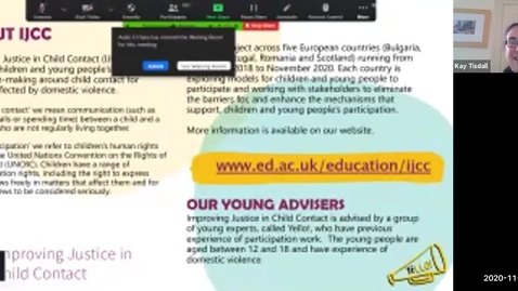 Thumbnail for IJCC webinar – Children and Young people's participation is not a project, it's a right! | 2nd Nov 2020 (no avatars)