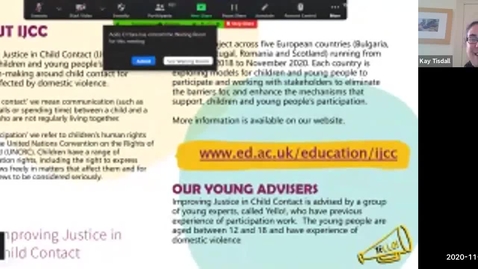 Thumbnail for entry IJCC webinar – Children and Young people's participation is not a project, it's a right! | 2nd Nov 2020 (no avatars)