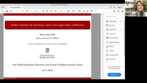 Thumbnail for entry One World Virtual Seminar Series - Stochastic Numerics and Inverse Problems: Marta Sanz-Sole (Barcelona)