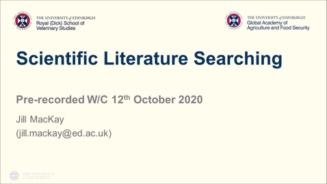 Thumbnail for entry Professional Skills for GAFS (1) - Week 4 - Searching for Scientific Literature