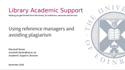Thumbnail for Using reference managers and avoiding plagiarism (MSc Critical Care)