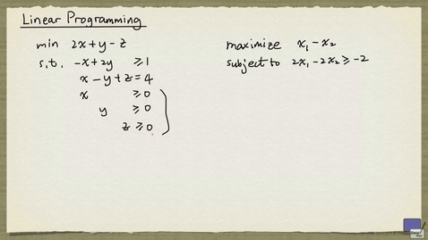 Thumbnail for entry 1 - Linear Programming Basics