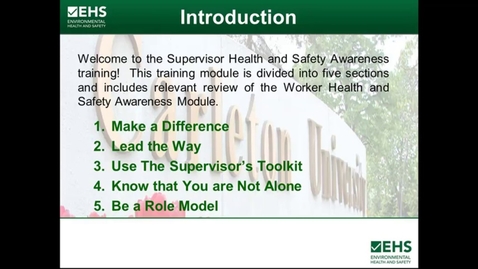 Thumbnail for entry Supervisor Health and Safety Awareness Training