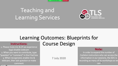 Thumbnail for entry Learning Outcomes as Blueprints for Course Design