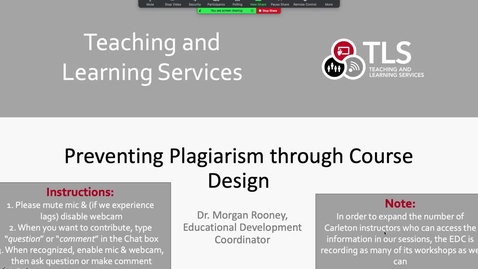 Thumbnail for entry Preventing Plagiarism through Course Design