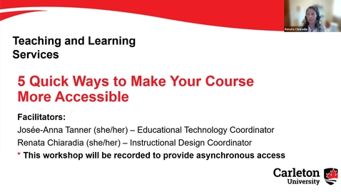 Thumbnail for entry Workshop: 5 Quick Ways to Make Your Course More Accessible