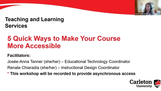 Workshop: 5 Quick Ways to Make Your Course More Accessible