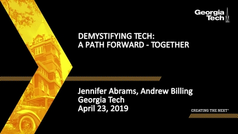 Thumbnail for entry Jennifer Abrams, Andrew Billing - Demystifying Tech: A Path Forward - Together