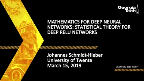 Thumbnail for entry Johannes Schmidt-Hieber - Mathematics for Deep Neural Networks: Statistical theory for deep ReLU networks (Lecture 4/5)