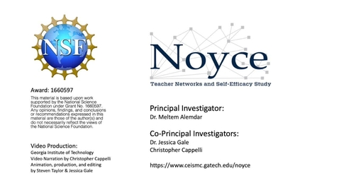 Thumbnail for An Exploratory Study: The Role of Social Networks and Self-Efficacy in the Retention of Noyce Teachers - NSF Video Showcase 2019