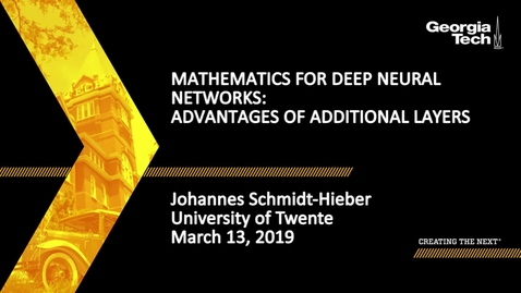 Thumbnail for entry Johannes Schmidt-Hieber - Mathematics for Deep Neural Networks: Advantages of Additional Layers  (Lecture 3/5)