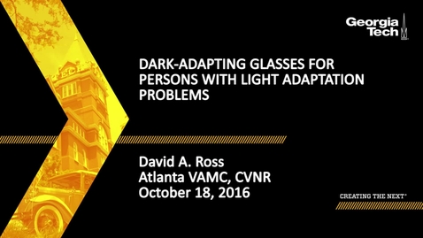 Thumbnail for entry Dark-Adapting Glasses for Persons with Light Adaptation Problems - David A. Ross
