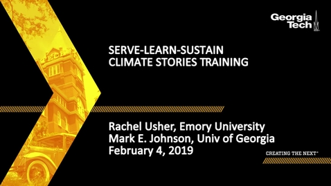 Thumbnail for entry Climate Stories Training - Rachel Usher,  Mark E. Johnson