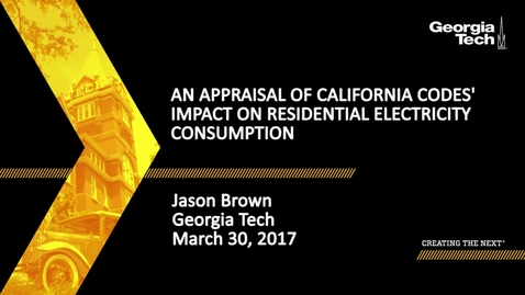 Thumbnail for An Appraisal of California Codes' Impact on Residential Electricity Consumption - Jason Brown
