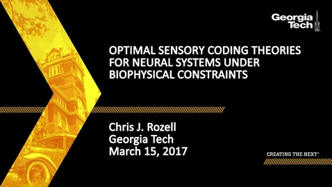 Thumbnail for Optimal sensory coding theories for neural systems under biophysical constraints - Chris J. Rozell