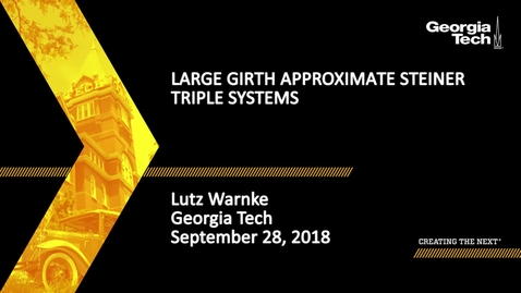 Thumbnail for Lutz Warnke - Large girth approximate Steiner triple systems