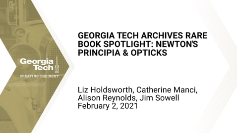 Thumbnail for Georgia Tech Archives Rare Book Spotlight: Newton’s Principia &amp; Opticks