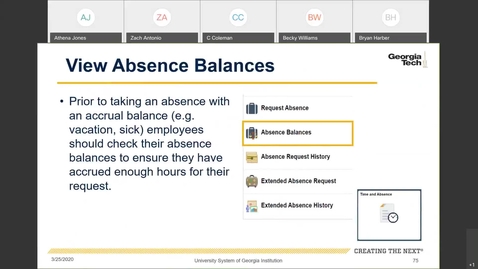 Thumbnail for Introduction To Employee Self Service -- Leave in ESS: Absence Balances