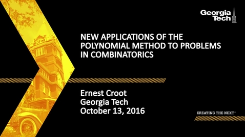 Thumbnail for entry New Applications of the Polynomial Method to Problems in Combinatorics - Ernest Croot