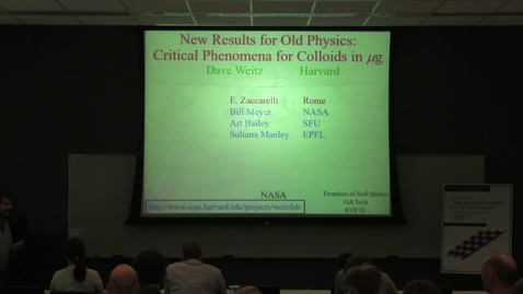 Thumbnail for New Results for Old Physics: Critical Phenomena for Colloids in Microgravity- Dave Weitz