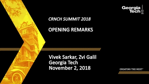 Thumbnail for entry Welcome by Dean Zvi Galil and Vivek Sarkar, Professor and CRNCH Co-director