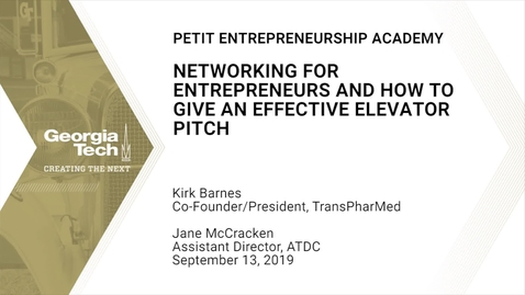 Thumbnail for entry Petit Entrepreneurship Academy - Networking for Entrepreneurs and How to Give an Effective Elevator Pitch