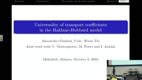 Thumbnail for entry Universality of transport coefficients in the HaldaneHubbard model - Alessandro Giuliani