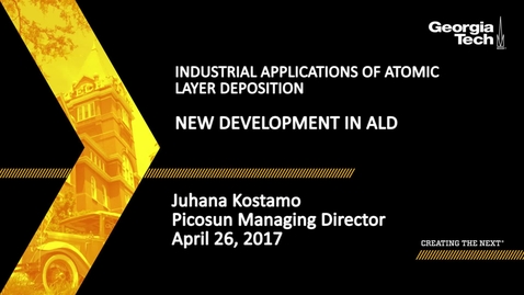 Thumbnail for Session 4: New Development in ALD - Juhana Kostamo