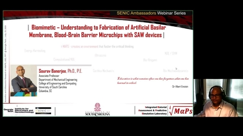 Thumbnail for entry Sourav Banerjee - Biomimetic Understanding to Fabrication of Artificial Basilar Membrane, Blood-Brain Barrier Microchip, and SAW devices