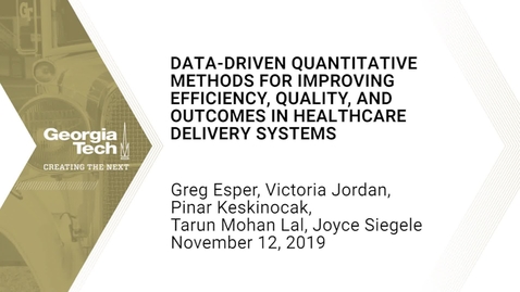 Thumbnail for entry Data-driven quantitative methods for improving efficiency, quality, and outcomes in healthcare delivery systems