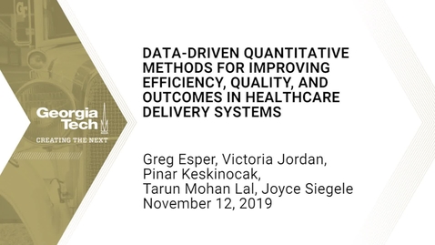 Thumbnail for Data-driven quantitative methods for improving efficiency, quality, and outcomes in healthcare delivery systems