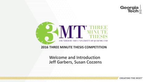 Thumbnail for entry Welcome and Introduction - Jeff Garbers, Susan Cozzens