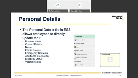 Thumbnail for Introduction to Employee Self-Service and Faculty Self-Service--ESS Tiles: Personal Details