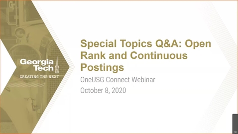 Thumbnail for entry Special Topics Q &amp;A: Open Ranks and Continuous Posting 10/08/2020