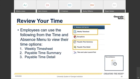 Thumbnail for Introduction To Employee Self Service -- Time Entry in ESS: Review Your Time