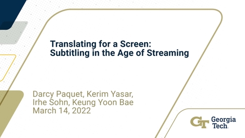 Thumbnail for Keung Yoon Bae, Darcy Paquet, Irhe Sohn, Kerim Yasar - Translating for a Screen: Subtitling in the Age of Streaming