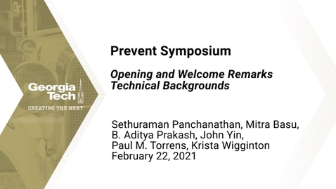 Thumbnail for entry Prevent Symposium - Opening and Welcome Remarks, Technical Backgrounds