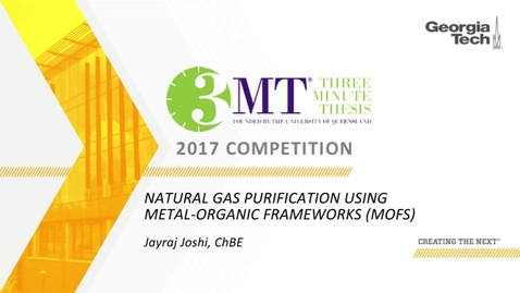 Thumbnail for Natural Gas Purification Using Metal-Organic Frameworks (MOFs) - Jayraj Joshi