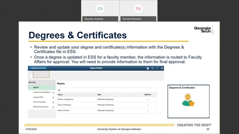 Thumbnail for Introduction to Employee Self-Service and Faculty Self-Service: ESS Tiles: Degrees &amp; Certificates