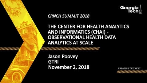 Thumbnail for Jason Poovey - The Center for Health Analytics and Informatics (CHAI) – Observational Health Data Analytics at Scale