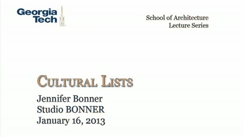 Thumbnail for entry Cultural Lists - Jennifer Bonner