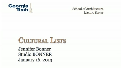 Thumbnail for Cultural Lists - Jennifer Bonner