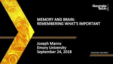 Thumbnail for Joseph Manns - Memory and Brain: Remembering What’s Important