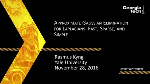 Thumbnail for entry Approximate Gaussian Elimination for Laplacians: Fast, Sparse, and Simple - Rasmus Kyng