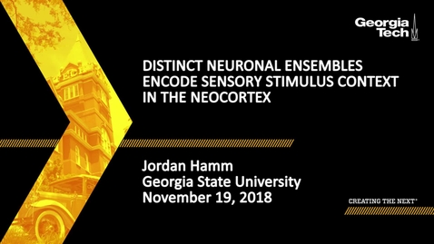 Thumbnail for entry Jordan Hamm - Distinct Neuronal Ensembles Encode Sensory Stimulus Context in the Neocortex