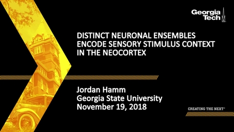Thumbnail for Jordan Hamm - Distinct Neuronal Ensembles Encode Sensory Stimulus Context in the Neocortex
