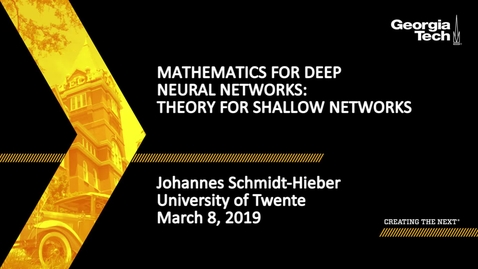 Thumbnail for Johannes Schmidt-Hieber - Mathematics for Deep Neural Networks : Theory for shallow networks (Lecture 2/5)