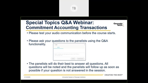 Thumbnail for entry Special Topics Q&amp;A  Webinar: Commitment Accounting Transactions- 05/12/2020